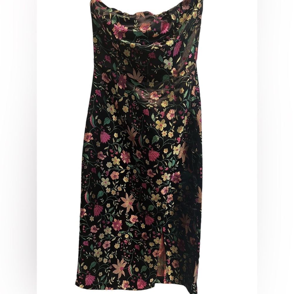 Lulu's Floral Black Midi Dress